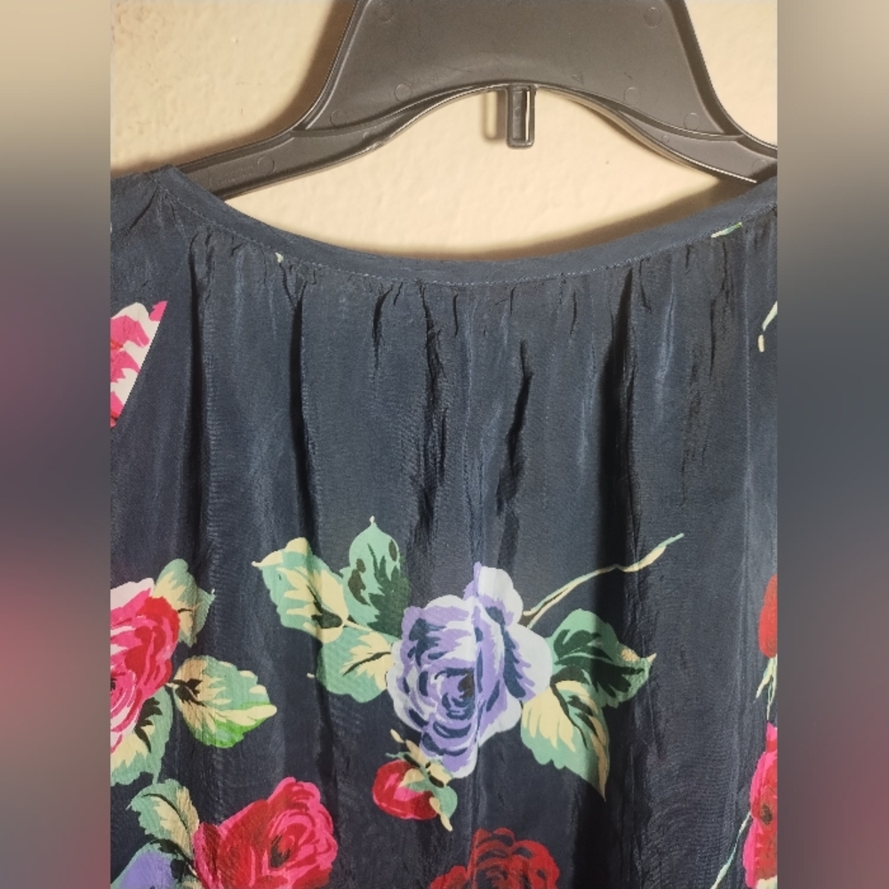 Johnny Was Navy Embroidered Floral Tunic with Pink & Purple Accents - Picture 12 of 16